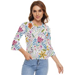 Flowers-484 Bell Sleeve Top