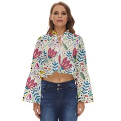 Flowers-484 Boho Long Bell Sleeve Top