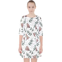 Flowers-49 Quarter Sleeve Pocket Dress