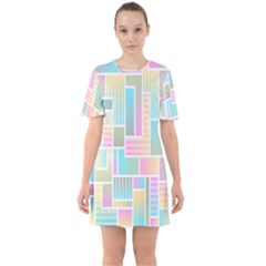 Color-blocks Sixties Short Sleeve Mini Dress