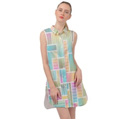 Color-blocks Sleeveless Shirt Dress by nateshop