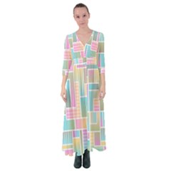 Color-blocks Button Up Maxi Dress