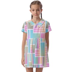 Color-blocks Kids  Asymmetric Collar Dress