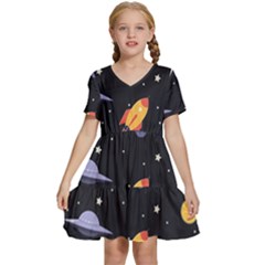 Cosmos Kids  Short Sleeve Tiered Mini Dress