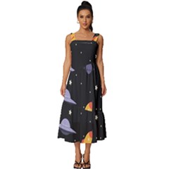 Cosmos Square Neckline Tiered Midi Dress