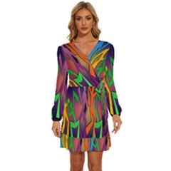 Dancing Long Sleeve Waist Tie Ruffle Velvet Dress