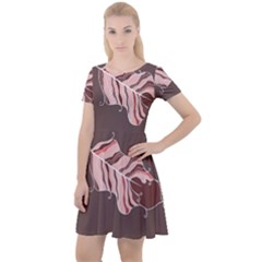 Feather Cap Sleeve Velour Dress 