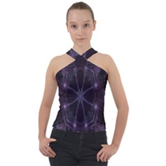 Geometric-art-001 Cross Neck Velour Top