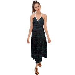 Geometric-art-003 Halter Tie Back Dress 