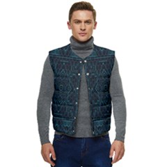 Geometric-art-003 Men s Short Button Up Puffer Vest	