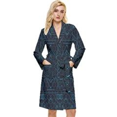 Geometric-art-003 Long Sleeve Velvet Robe