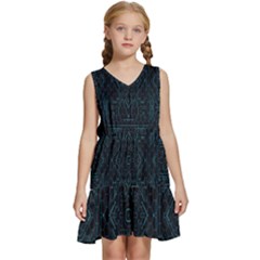 Geometric-art-003 Kids  Sleeveless Tiered Mini Dress