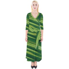 Green-01 Quarter Sleeve Wrap Maxi Dress
