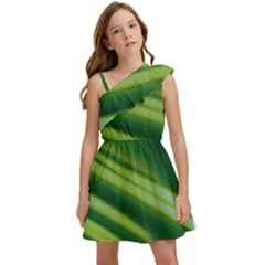 Green-01 Kids  One Shoulder Party Dress