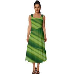 Green-01 Square Neckline Tiered Midi Dress
