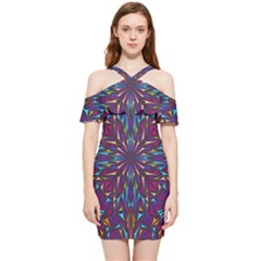 Kaleidoscope Shoulder Frill Bodycon Summer Dress