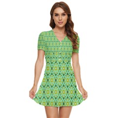 Leaf - 03 V-neck High Waist Chiffon Mini Dress