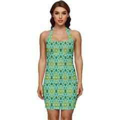 Leaf - 04 Sleeveless Wide Square Neckline Ruched Bodycon Dress