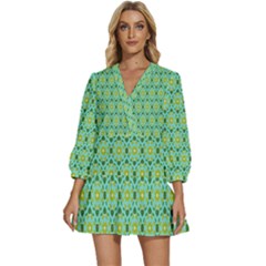 Leaf - 04 V-neck Placket Mini Dress
