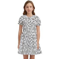 Leaves-011 Kids  Bow Tie Puff Sleeve Dress