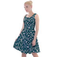Leaves-012 Knee Length Skater Dress