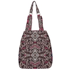 Pink Brown Liquify Repeats Iii Center Zip Backpack by kaleidomarblingart