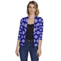 Abstract Knot Geometric Tile Pattern Women s Draped Front 3/4 Sleeve Shawl Collar Jacket View1