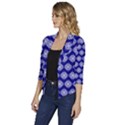 Abstract Knot Geometric Tile Pattern Women s Draped Front 3/4 Sleeve Shawl Collar Jacket View2