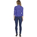 Abstract Knot Geometric Tile Pattern Women s Draped Front 3/4 Sleeve Shawl Collar Jacket View4