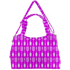 Purple Spatula Spoon Pattern Double Compartment Shoulder Bag by GardenOfOphir