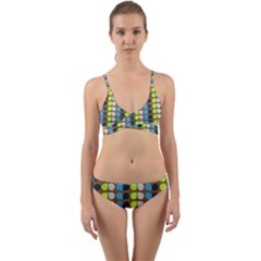 Colorful Leaf Pattern Wrap Around Bikini Set
