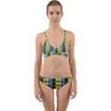 Colorful Leaf Pattern Wrap Around Bikini Set View1