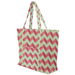 Modern Retro Chevron Patchwork Pattern Zip Up Canvas Bag