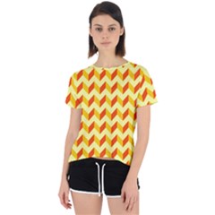Modern Retro Chevron Patchwork Pattern Open Back Sport Tee
