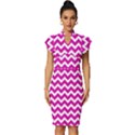 Chevron Pattern Gifts Vintage Frill Sleeve V-Neck Bodycon Dress View1