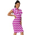 Chevron Pattern Gifts Vintage Frill Sleeve V-Neck Bodycon Dress View3