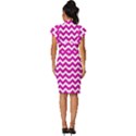 Chevron Pattern Gifts Vintage Frill Sleeve V-Neck Bodycon Dress View4
