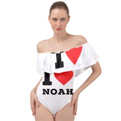 I Love Noah Off Shoulder Velour Bodysuit  by ilovewhateva