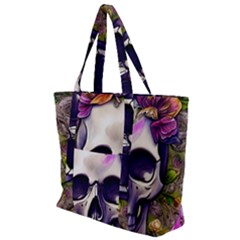 Cute Skulls And Bones Zip Up Canvas Bag