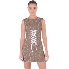 Leaves-013 Lace Up Front Bodycon Dress