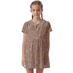 Leaves-013 Kids  Asymmetric Collar Dress