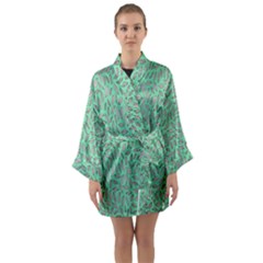 Leaves-015 Long Sleeve Satin Kimono