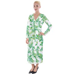 Leaves-37 Velvet Maxi Wrap Dress