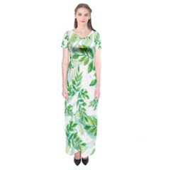 Leaves-37 Short Sleeve Maxi Dress