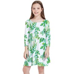 Leaves-37 Kids  Quarter Sleeve Skater Dress