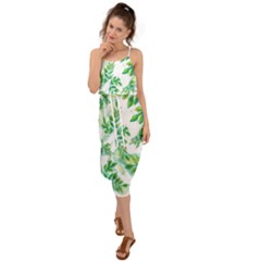 Leaves-37 Waist Tie Cover Up Chiffon Dress