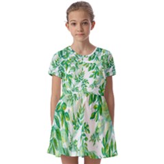 Leaves-37 Kids  Short Sleeve Pinafore Style Dress