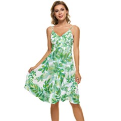 Leaves-37 Sleeveless Tie Front Chiffon Dress