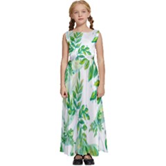 Leaves-37 Kids  Satin Sleeveless Maxi Dress
