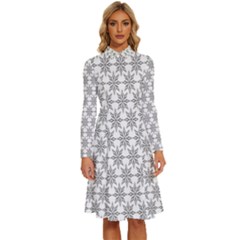 Ornamental 01 Long Sleeve Shirt Collar A-line Dress